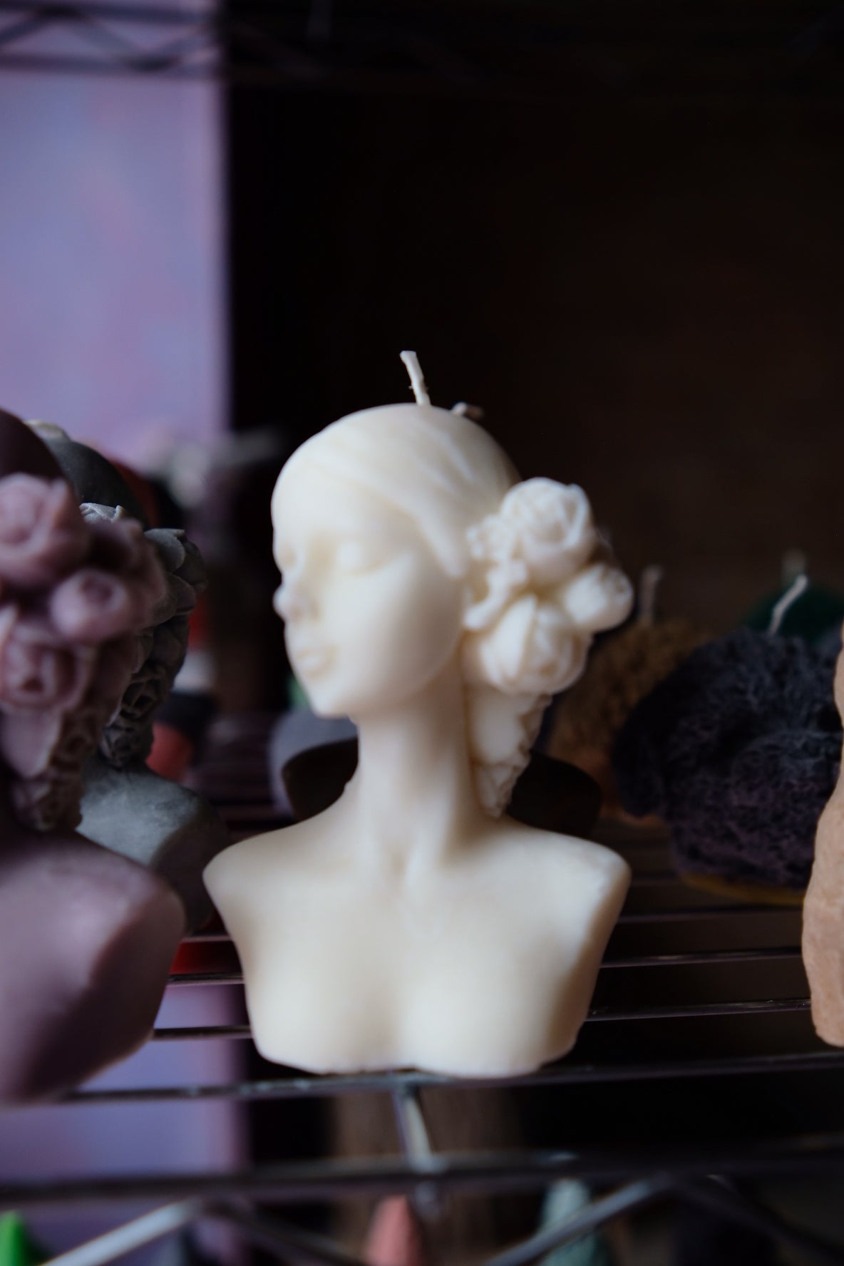 Closed-Eyed Woman Bust Candle