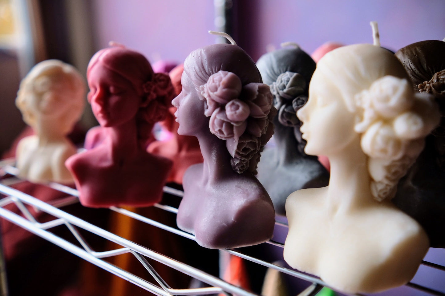 Closed-Eyed Woman Bust Candle