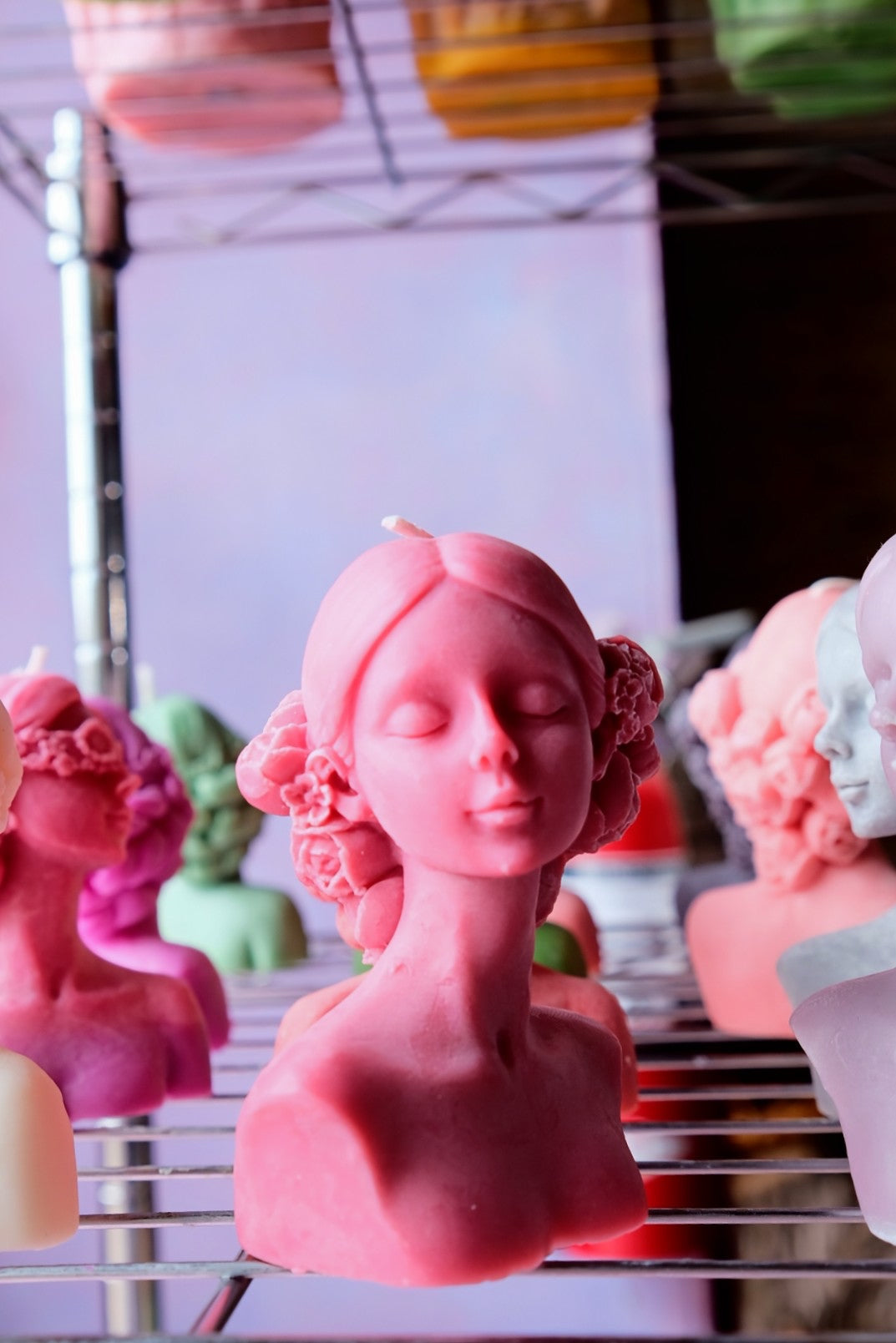 Closed-Eyed Woman Bust Candle