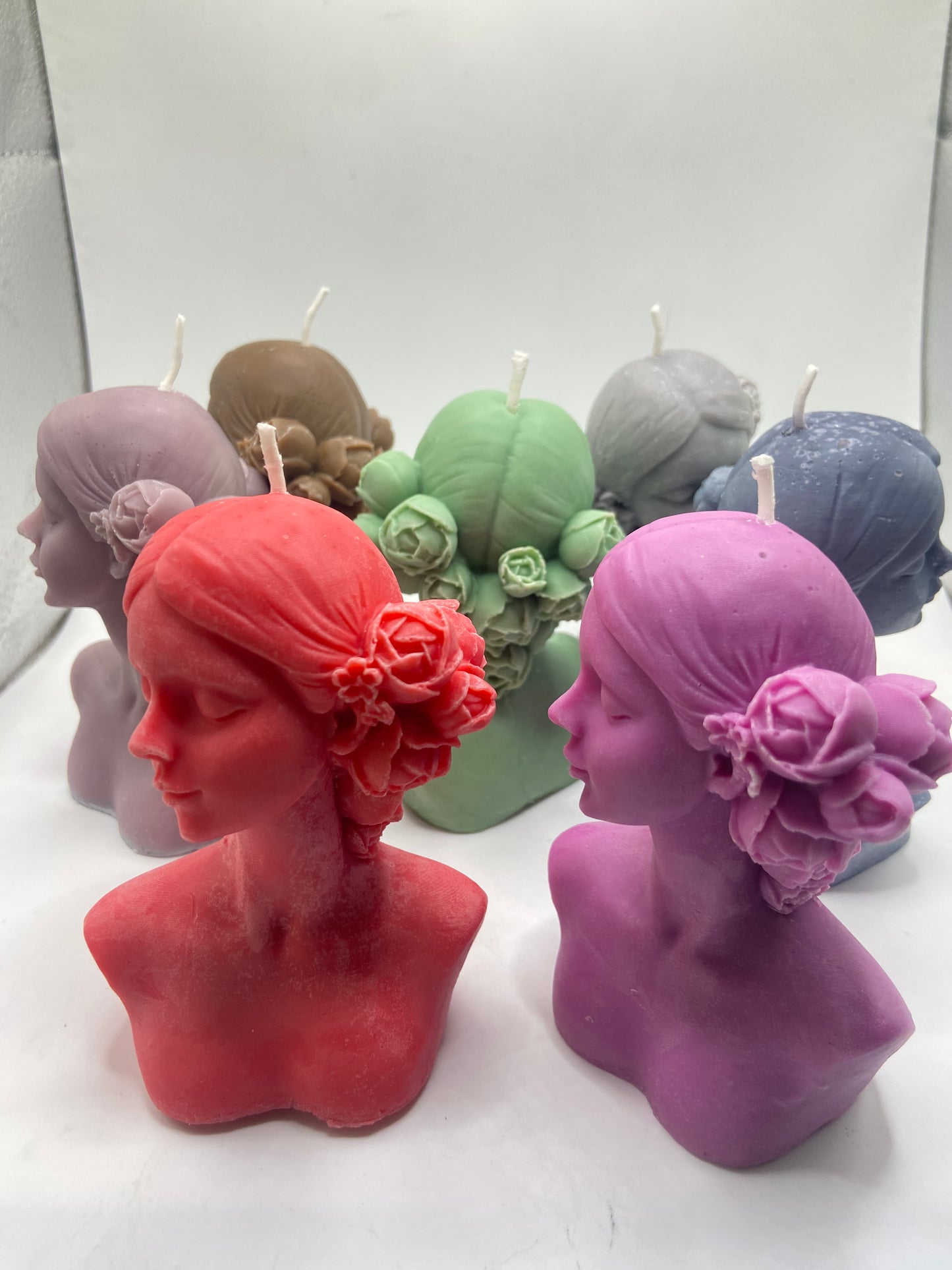 Closed-Eyed Woman Bust Candle